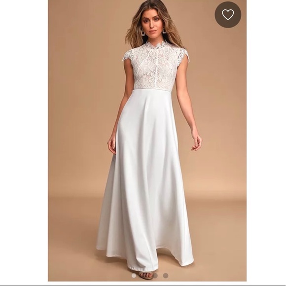 Lulus Dresses & Skirts - Lulu’s Heart of Mine Ivory Lace Maxi Gown XL
